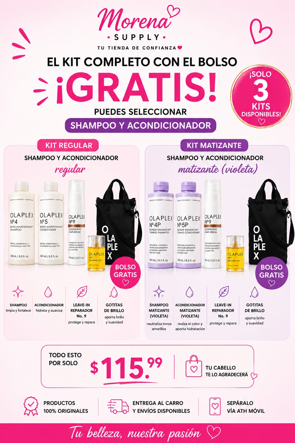 Kit OLAPLEX Completo + Bolso GRATIS! Regular o Matizante