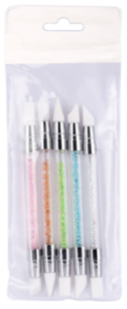 Professional Dual-ended Nail Dotting Pen Rhinestone Acrylic Handle Nail Art Brush Tool With Two Crayon Heads