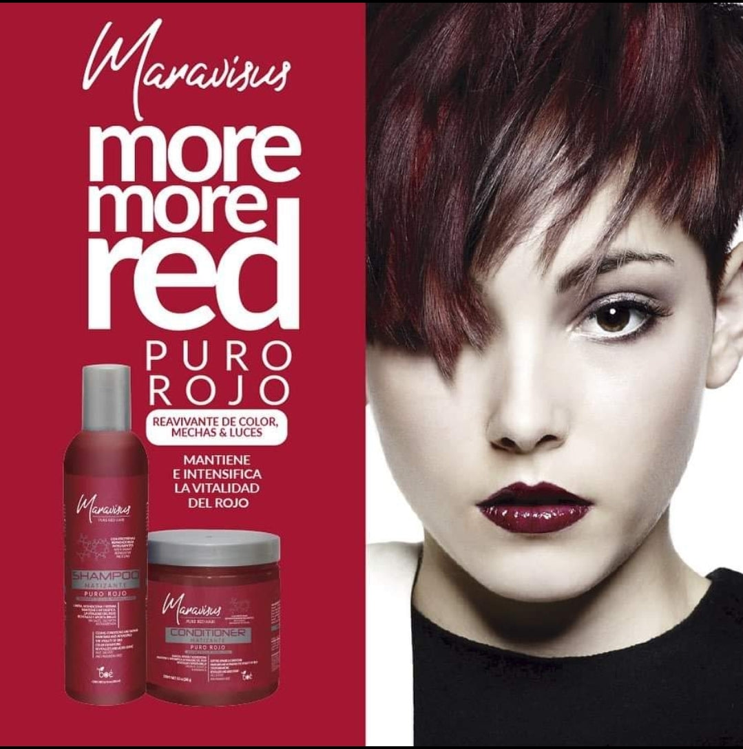 Set de shampoo y mascarilla con pigmentacion roja