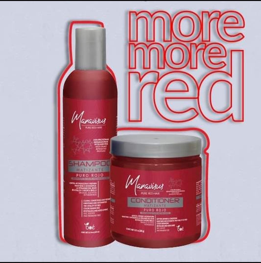 Set de shampoo y mascarilla con pigmentacion roja