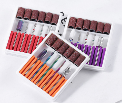 Set de 6 Puntas, Electric Nail Drill Bits 3/32 Diamond Set Silicone Cutters Carbide Ceramic Nail Drill Tools