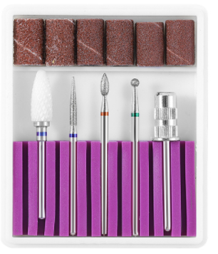 Set de 6 Puntas,  Electric Nail Drill Bits 3/32 Diamond Set Silicone Cutters Carbide Ceramic Nail Drill Tools