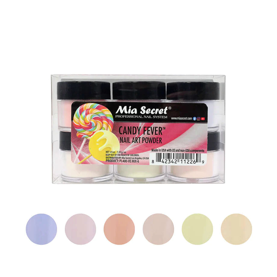 Mia Secret Candy Fever Acrylic Nail Art Powder Collection 6 Colors Set